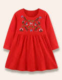 Christmas Birdy Embroidered Dress