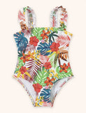 Leaf Print Ruffle Edge Swimsuit