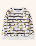 Cartoon Excavator Printed Sweatershirt