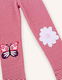 Butterfly Applique Striped Leggings