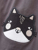Kitten Applique Striped Dress