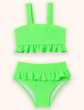 Fluorescent Color Split Swimsuit