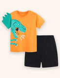 Cartoon Dinosaur Printed T-shirt Set