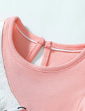 Cartoon Swan Appliqué Ruffled Dress