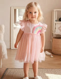 Rainbow Tulle Ruffled Dress