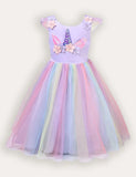 Unicorn Flower Applique Tulle Party Dress