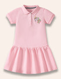 Rainbow Unicorn Embroidered Polo Dress