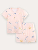 Dragonfly Print Short Sleeve T-Shirt and Shorts Set