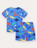 Dinosaur Print Short Sleeve T-Shirt and Shorts Set