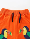 Animal Embroidered Cotton Shorts