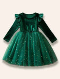 Christmas Starry Tulle Ruffled Dress