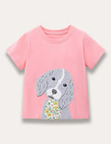 Cartoon Dog Appliqué T-shirt - Mini Taylor