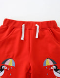 Penguin Embroidered Cotton Shorts