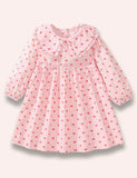 Heart Printed Long Sleeve Striped Dress - Mini berni