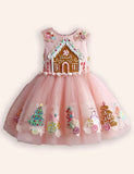 Gingerbread House Embroidered Tulle Dress