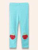 Cute Strawberry Appliqué Leggings