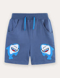 Cartoon Shark Applique Shorts