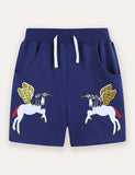 Unicorn Embroidered Cotton Shorts