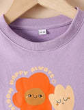 Cute Flower Printed Sweatshirt Set