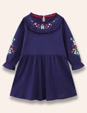 Flower Embroidered Ruffled Dress