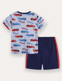 Car Print T-shirt And Shorts Set
