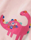 Dinosaur Appliqué Long Sleeve Ruffled T-Shirt