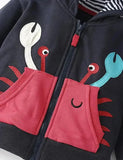 Cartoon Crab Appliqué Coat