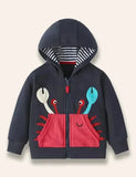 Cartoon Crab Appliqué Coat
