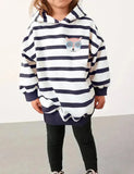 Fox Appliqué Striped Hooded Sweatshirt Set