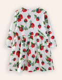 Strawberry Print Long-sleeved Dress