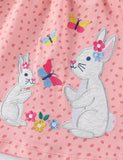Rabbit Butterfly Embroidered Long Sleeve Dress