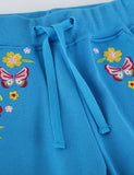 Butterfly Flower Embroidered Sweatpants