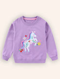 Unicorn Embroidered Long-sleeved Sweatshirt