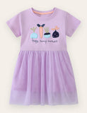 Radish Appliqué Tulle Dress