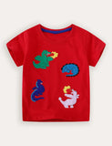 Dinosaur Embroidery Short Sleeve T-shirt