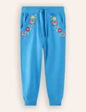 Butterfly Flower Embroidered Sweatpants