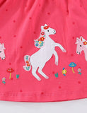 Cute Pony Embroidered Long-sleeved Dress