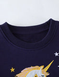 Unicorn Embroidered Long-sleeved Sweatshirt
