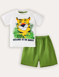 Tiger Jungle Printed Short Sleeve T-shirt and Shorts Set