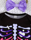Halloween Color Skeleton Romper + Headband+ Tulle Skirt Three-piece Set