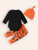 Halloween Letter Long-sleeved Romper + Pants + Hat