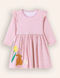 Cure Bunny Appliqué Long Sleeves Cotton Dress