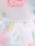 Bubble Sleeve Floral Tulle Party Dress