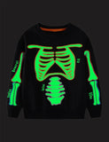 Halloween Luminous Skeleton Print Sweatshirt & Pants