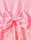 Flower Embroidered Tulle Bow Dress