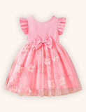 Flower Embroidered Tulle Bow Dress