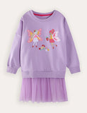Fairy Embroidered Sweatshirt Tulle Dress