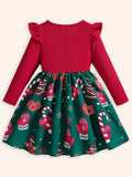 Christmas Knitted Long Sleeve Printed Dress