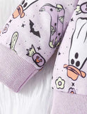 Halloween Pumpkin Print Long-sleeved Sweatshirt + Pants Set