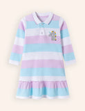 Cartoon Striped Pony Long Sleeve Dress